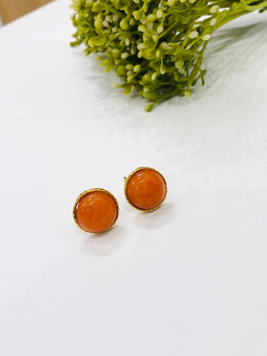 Orange Round Earrings
